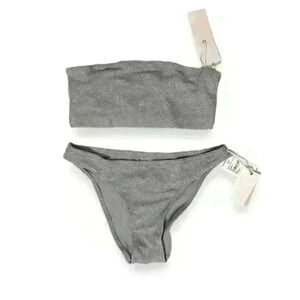 Good American Silver Sparkle Matching Bikini Size Large NEW​​